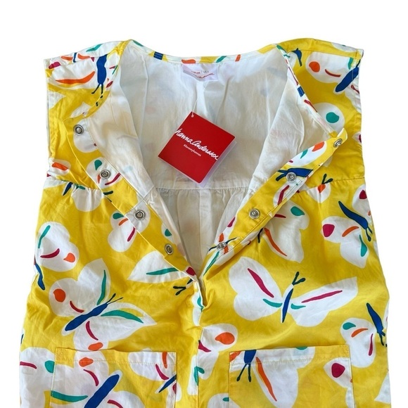 Hanna Andersson Butterfly Romper Shortall Yellow Bright Colorful Retro Vibes NWT - Picture 4 of 11